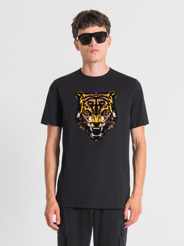 T-SHIRT M/C STAMPA LEOPARDO 